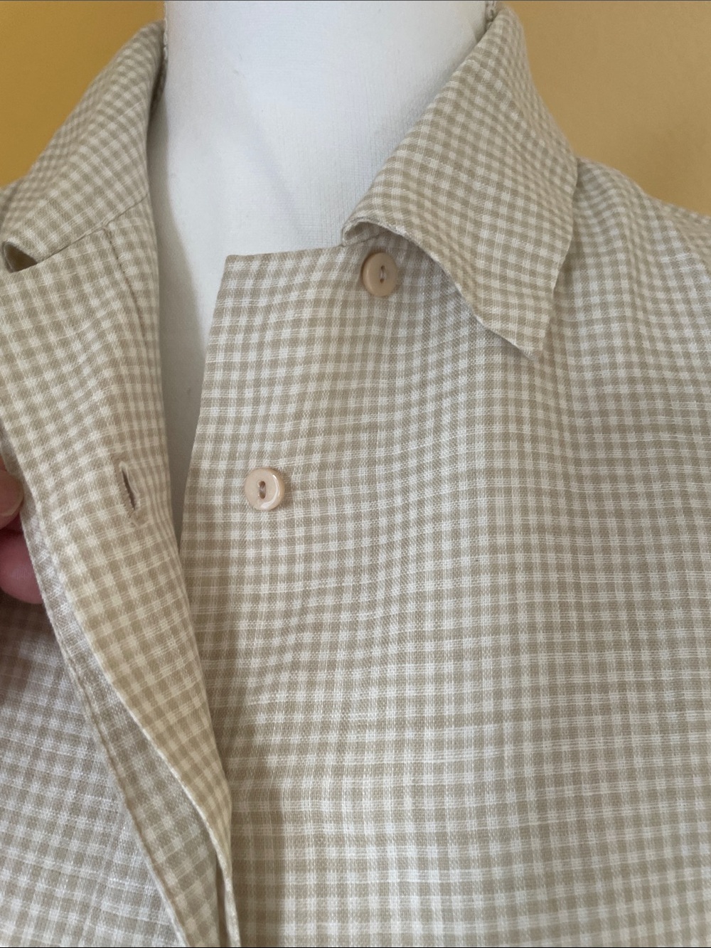 MaxMara Cap sleeve Cream plaid Linen Midi Dress - Cream Plaid -EU 32-US 0 - Picture 4 of 13
